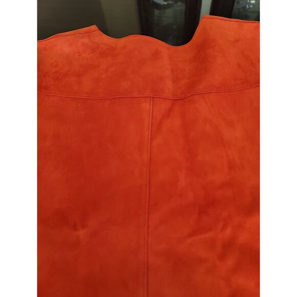 Akris Punto Women's‎ Red Suede Cotton Lined Full Zip Short Sleeve Jacket - Picture 9 of 11